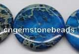 CDE310 15.5 inches 40mm flat round dyed sea sediment jasper beads