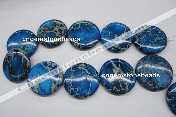 CDE310 15.5 inches 40mm flat round dyed sea sediment jasper beads