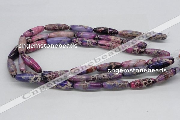 CDE33 15.5 inches 10*30mm rice dyed sea sediment jasper beads