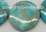 CDE353 15.5 inches 45mm flat round dyed sea sediment jasper beads