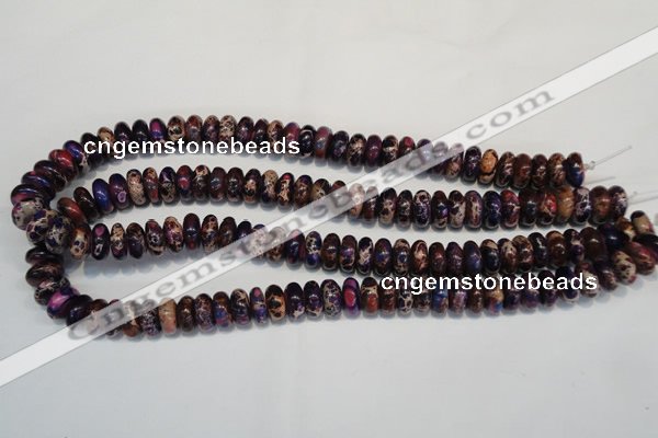 CDE372 15.5 inches 6*12mm rondelle dyed sea sediment jasper beads