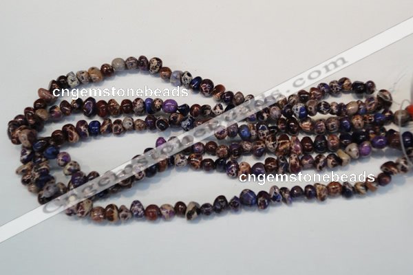 CDE390 15.5 inches 6*9mm nugget dyed sea sediment jasper beads