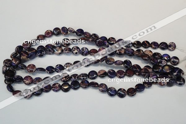 CDE397 15.5 inches 10mm flat round dyed sea sediment jasper beads