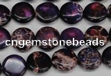 CDE398 15.5 inches 12mm flat round dyed sea sediment jasper beads