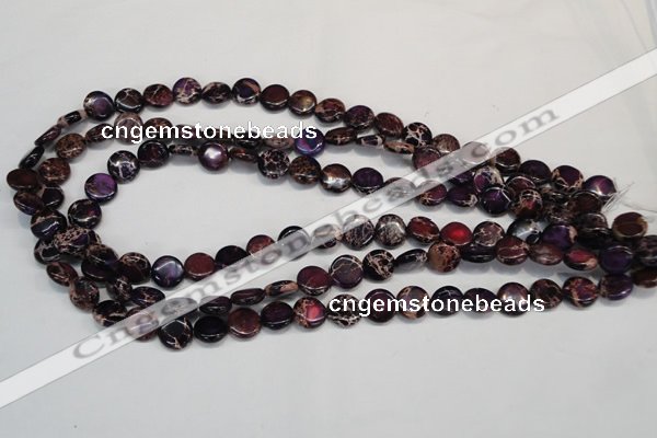 CDE405 15.5 inches 10mm flat round dyed sea sediment jasper beads