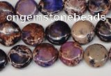 CDE406 15.5 inches 12mm flat round dyed sea sediment jasper beads