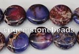 CDE408 15.5 inches 16mm flat round dyed sea sediment jasper beads