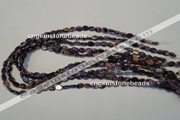 CDE414 15.5 inches 6*8mm oval dyed sea sediment jasper beads