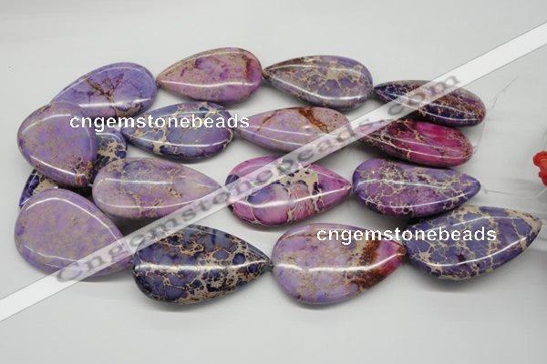 CDE463 15.5 inches 30*50mm flat teardrop dyed sea sediment jasper beads