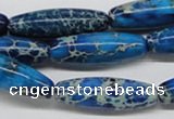 CDE48 15.5 inches 10*30mm rice dyed sea sediment jasper beads