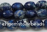 CDE49 15.5 inches 12*15mm faceted egg-shaped dyed sea sediment jasper beads