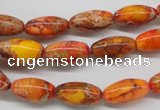 CDE510 15.5 inches 8*16mm rice dyed sea sediment jasper beads