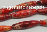 CDE513 15.5 inches 8*31mm rice dyed sea sediment jasper beads