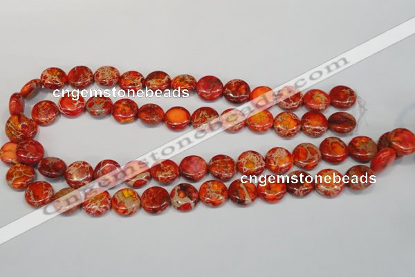 CDE518 15.5 inches 14mm flat round dyed sea sediment jasper beads