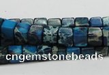 CDE52 15.5 inches 6*6mm cube dyed sea sediment jasper beads wholesale