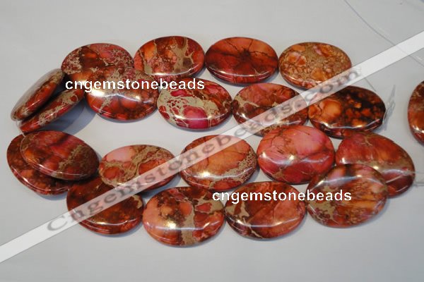 CDE536 15.5 inches 30*40mm oval dyed sea sediment jasper beads