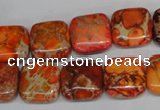 CDE540 15.5 inches 14*14mm square dyed sea sediment jasper beads