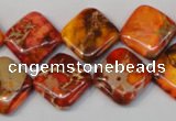 CDE545 15.5 inches 14*14mm diamond dyed sea sediment jasper beads