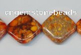 CDE547 15.5 inches 20*20mm diamond dyed sea sediment jasper beads