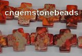 CDE561 15.5 inches 16*16mm cross dyed sea sediment jasper beads