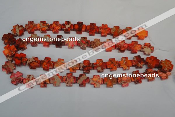 CDE561 15.5 inches 16*16mm cross dyed sea sediment jasper beads