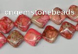 CDE568 15.5 inches 10*10mm diamond dyed sea sediment jasper beads