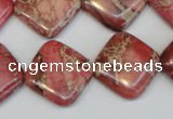 CDE570 15.5 inches 18*18mm diamond dyed sea sediment jasper beads