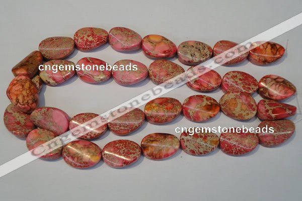 CDE575 15.5 inches 18*25mm twisted oval dyed sea sediment jasper beads