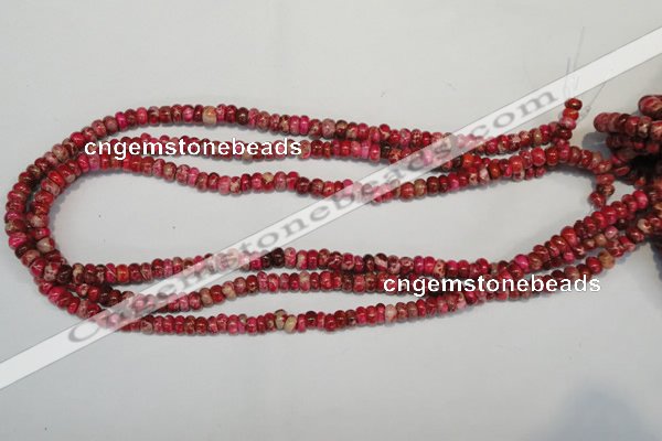 CDE584 15.5 inches 3*6mm rondelle dyed sea sediment jasper beads