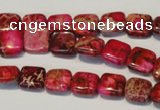 CDE620 15.5 inches 10*10mm square dyed sea sediment jasper beads