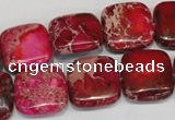 CDE623 15.5 inches 16*16mm square dyed sea sediment jasper beads