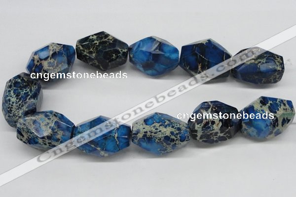 CDE65 15.5 inches 25*35mm faceted nuggets dyed sea sediment jasper beads