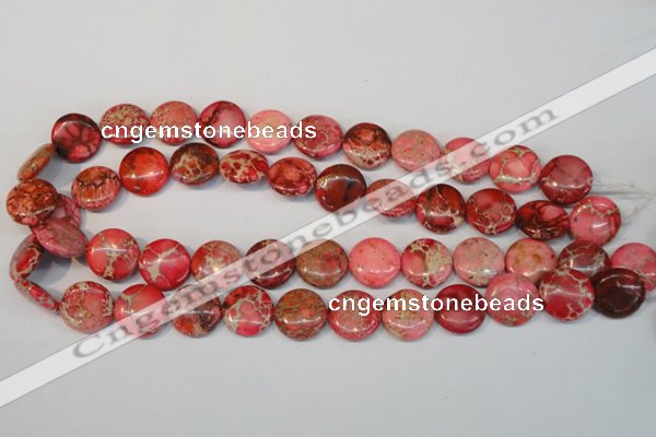 CDE655 15.5 inches 16mm flat round dyed sea sediment jasper beads