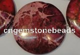 CDE660 15.5 inches 35mm flat round dyed sea sediment jasper beads