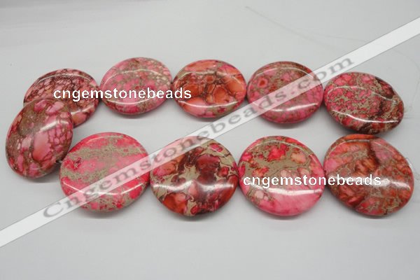 CDE661 15.5 inches 40mm flat round dyed sea sediment jasper beads