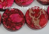 CDE665 15.5 inches 25mm coin dyed sea sediment jasper beads