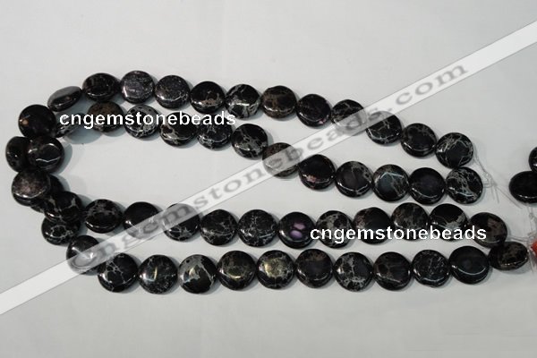 CDE688 15.5 inches 15mm flat round dyed sea sediment jasper beads