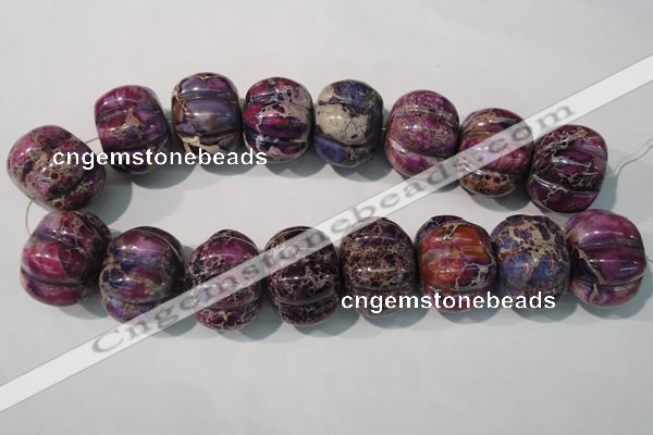 CDE702 15.5 inches 26*32mm pumpkin dyed sea sediment jasper beads