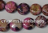 CDE706 15.5 inches 14mm flat round dyed sea sediment jasper beads