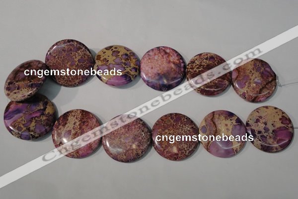 CDE708 15.5 inches 35mm flat round dyed sea sediment jasper beads