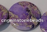 CDE709 15.5 inches 55mm flat round dyed sea sediment jasper beads