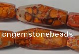 CDE745 15.5 inches 13*42mm faceted rice dyed sea sediment jasper beads