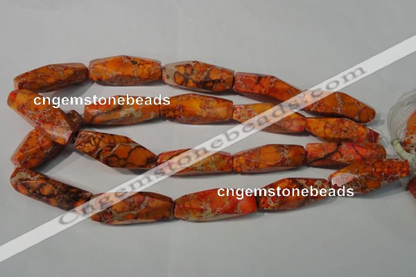 CDE745 15.5 inches 13*42mm faceted rice dyed sea sediment jasper beads