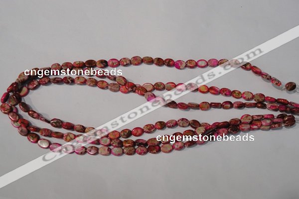 CDE781 15.5 inches 6*8mm oval dyed sea sediment jasper beads