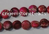 CDE785 15.5 inches 10mm flat round dyed sea sediment jasper beads