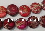 CDE786 15.5 inches 14mm flat round dyed sea sediment jasper beads