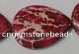 CDE790 15.5 inches 30*40mm flat teardrop dyed sea sediment jasper beads