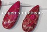 CDE799 Top-drilled 16*32mm flat teardrop dyed sea sediment jasper beads