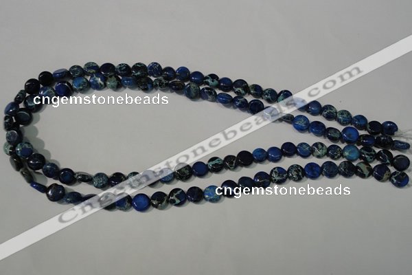 CDE905 15.5 inches 8mm flat round dyed sea sediment jasper beads