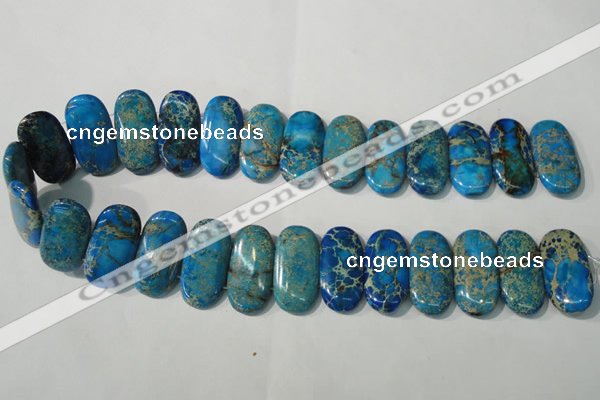 CDE917 15.5 inches 15*30mm oval double drilled dyed sea sediment jasper beads